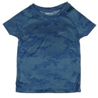 Modro/tmavomodré army vzorované funkční sportovní tričko Reebok