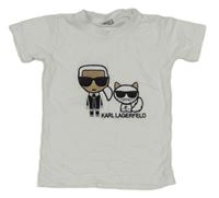 Bílé tričko s obrázkem - KARL LAGERFELD
