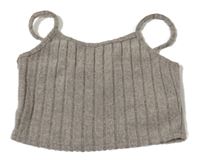 Šedo-smetanový melírovaný žebrovaný úpletový crop top SHEIN