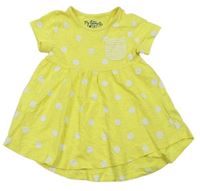 Žluté puntíkované bavlněné šaty s pruhovanou kapsičkou Next