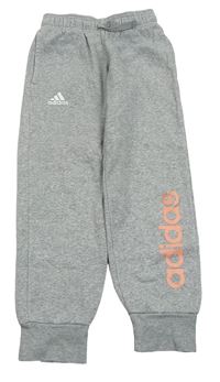 Šedé melírované tepláky s logem Adidas