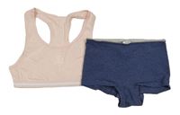 2set - Světlerůžová lambáda s nápisem + tmavomodré melírované kalhotky
