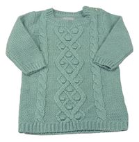 Zelené svetrové šaty s copánkovým vzorem Primark