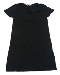 Černé třpytivé úpletové šaty s mašlí H&M