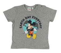 Šedé melírované tričko s Mickeym a zeměkoulí Disney