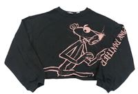 Černá crop mikina s Růžovým Panterem H&M