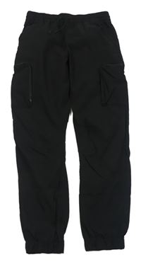 Černé šusťákové cuff kalhoty s kapsami F&F