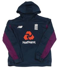 Tmavomodro-fialová fotbalová funkční mikina s kapucí - England New Balance