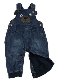 Tmavomodré podšité laclové rifle s medvědem Topomini