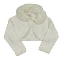 Bílé svetrové bolerko s kožešinou Mamas&Papas