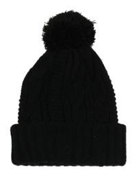 Černá pletená čepice s bambulí