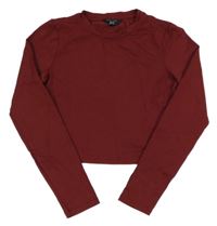 Vínové sportovní crop triko New Look