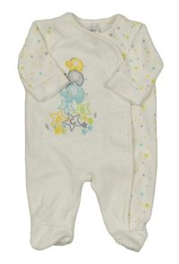 Bílý sametový overal se slony a hvězdami C&A