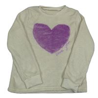 Světlebéžová chlupatá mikina se srdcem Shein