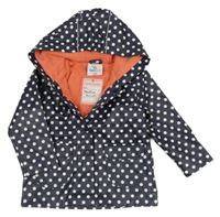Tmavomodrá puntíkatá nepromokavá lehce zateplená bunda s kapucí Topomini