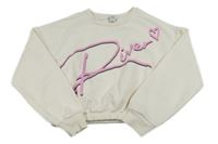 Světlebéžová oversize mikina s nápisem s kamínky River Island