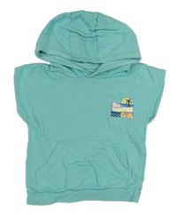 Tyrkysové teplákové tričko s palmou a kapucí Matalan