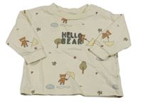 Béžové triko s medvědy a stromky Next