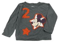 Tmavošedé triko s Mickeym a číslem H&M