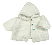 Bílá huňatá bunda s kapucí