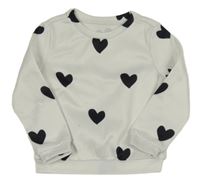 Bílá mikina se srdíčky Shein