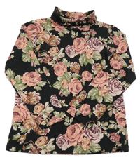 Černý květovaný rolák Next