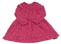 Nové - Fuchsiové květované bavlněné šaty Dunnes