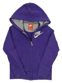 Fialová propínací mikina s logem z flitrů a kapucí Nike
