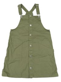 Khaki riflové propínací laclové šaty H&M