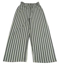 Černo-zelenkavo-bílé pruhované žebrované culottes kalhoty H&M