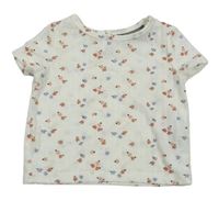 Bílé žebrované květované tričko Primark