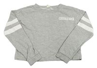 Šedá melírovaná crop mikina s nápisem H&M