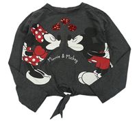 Tmavošedé crop triko s Mickeym a Minnie zn. Disney