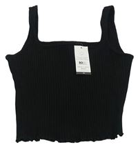 Černý žebrovaný crop top New Look