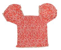 Červeno-bílý květovaný žabičkovaný crop top St. Bernard