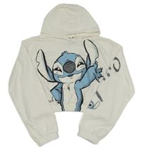 Bílá crop mikina se Stitchem a kapucí Primark