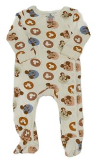 Bílý puntíkatý overal s Minnie a Mickeym Disney