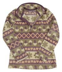 Béžovo-fialová vzorovaná plyšová mikina Lupilu