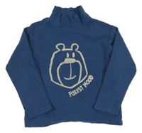 Tmavomodré triko s medvědem a rolákem Zara