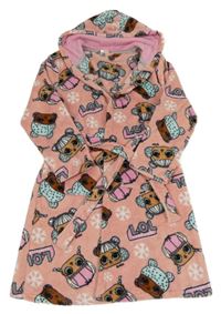 Světlerůžový chlupatý župan s L.O.L. SURPRISE! a kapucí George
