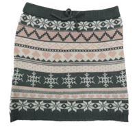 Šedo-bílo-růžová vzorovaná pletená sukně Yd.
