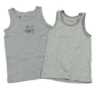 2x šedý melírovaný nátělník 