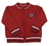 Rubínový propínací svetr s nášivkou nkd