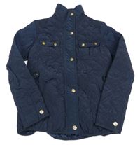 Tmavomodrá šusťáková prošívaná zateplená bunda s kapsami Zara