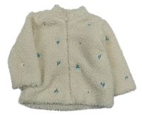 Smetanová huňatá podšitá propínací mikina s výšivkami F&F