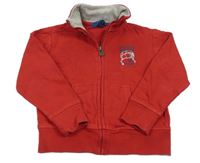 Červená propínací mikina s nápisem OVS