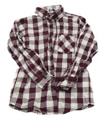 Bílo-vínová kostkovaná košile Rebel