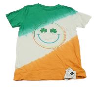 Nové - Zeleno-bílo-oranžové tričko se smajlíkem dunnes