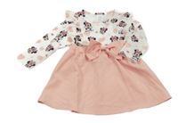 Bílo-světlerůžové šaty s Minnie a mašlí 