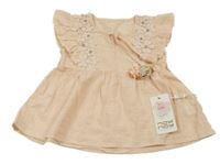 Nové - Meruňková tunika s krajkou a kamínky 